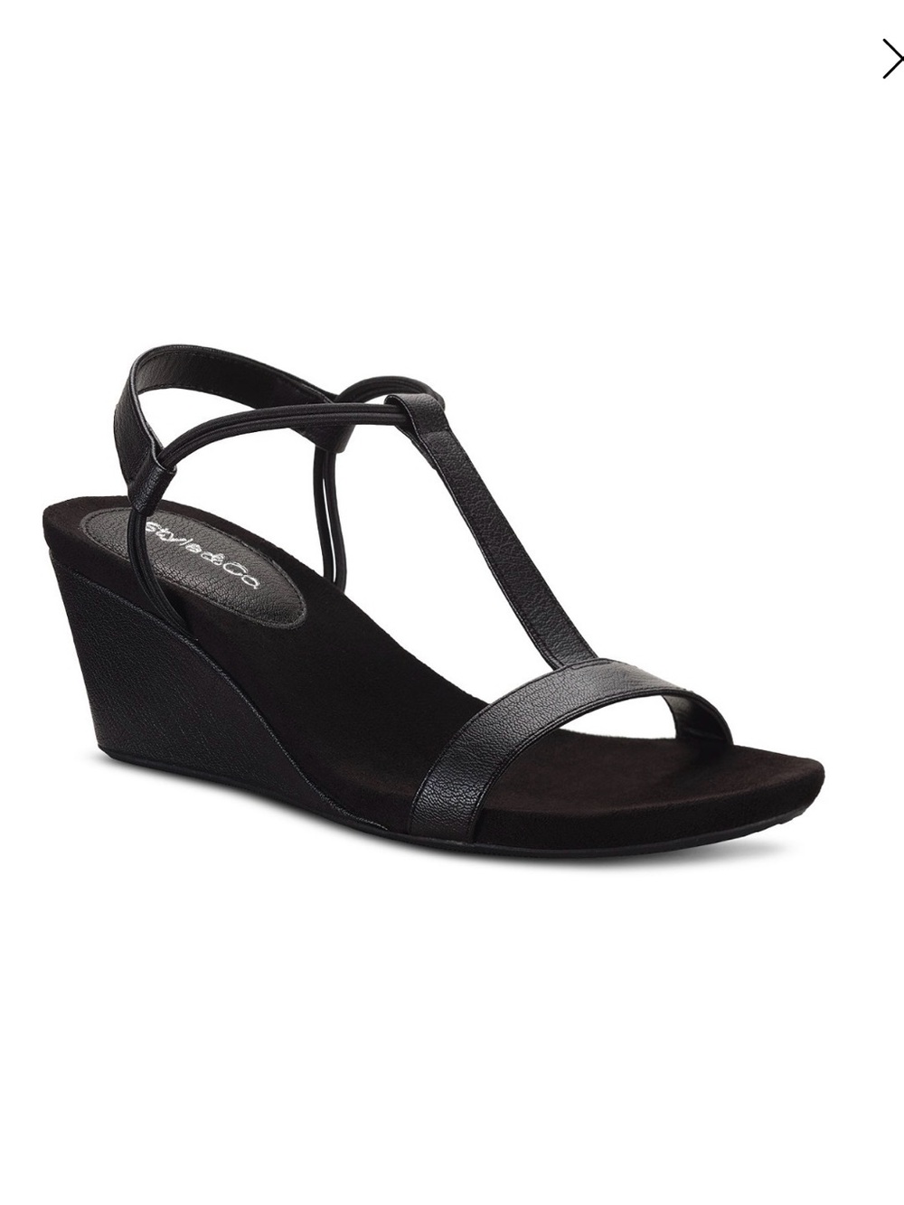 Style & Co Black T-Strap Wedge Sandal Classic Women's Wedges size 8.5 mulanbk